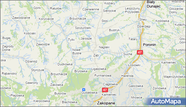 mapa Ząb, Ząb na mapie Targeo