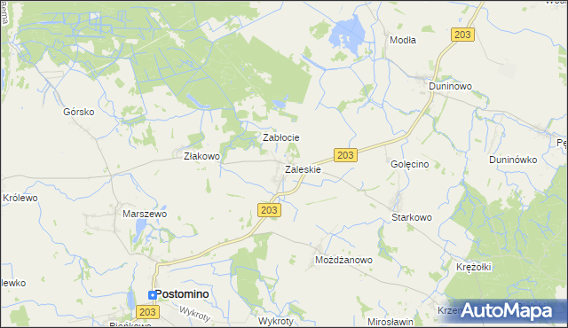 mapa Zaleskie gmina Ustka, Zaleskie gmina Ustka na mapie Targeo