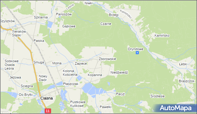 mapa Zborowskie gmina Ciasna, Zborowskie gmina Ciasna na mapie Targeo