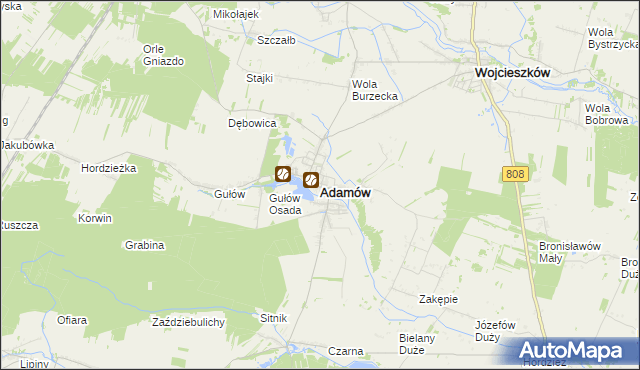 mapa Adamów powiat łukowski, Adamów powiat łukowski na mapie Targeo