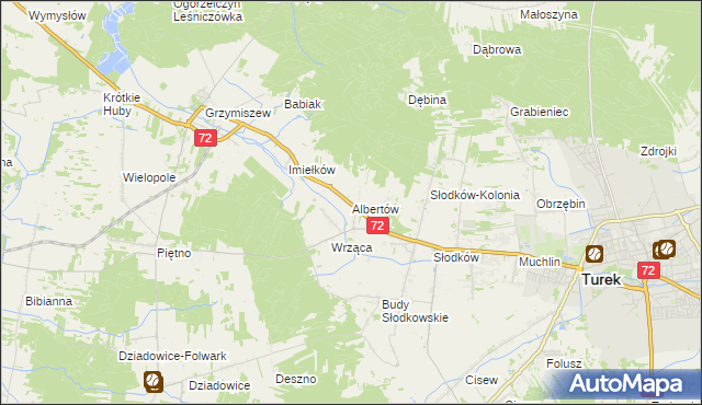 mapa Albertów gmina Turek, Albertów gmina Turek na mapie Targeo