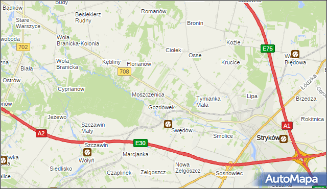 mapa Anielin Swędowski, Anielin Swędowski na mapie Targeo