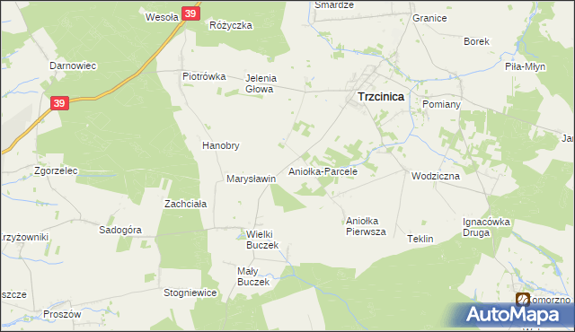 mapa Aniołka-Parcele, Aniołka-Parcele na mapie Targeo