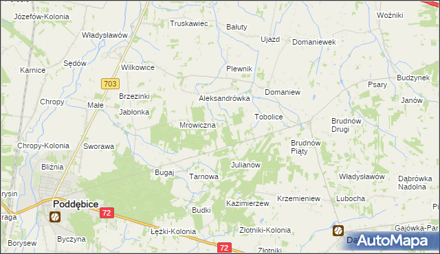 mapa Antoniew gmina Dalików, Antoniew gmina Dalików na mapie Targeo