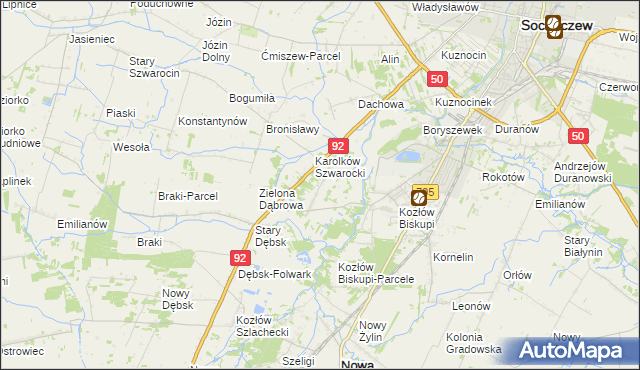 mapa Antoniew gmina Nowa Sucha, Antoniew gmina Nowa Sucha na mapie Targeo