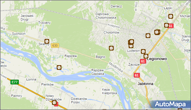 mapa Bagno gmina Jabłonna, Bagno gmina Jabłonna na mapie Targeo