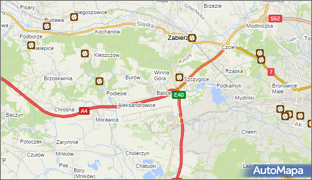 mapa Balice gmina Zabierzów, Balice gmina Zabierzów na mapie Targeo