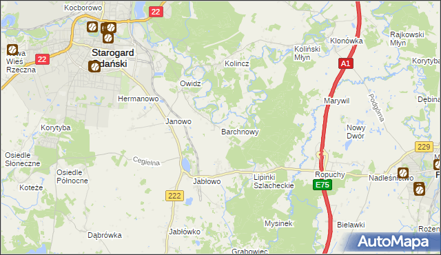 mapa Barchnowy, Barchnowy na mapie Targeo