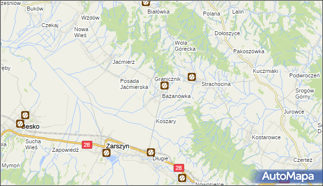 mapa Bażanówka, Bażanówka na mapie Targeo