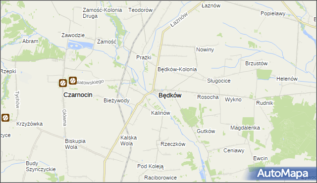 mapa Będków powiat tomaszowski, Będków powiat tomaszowski na mapie Targeo