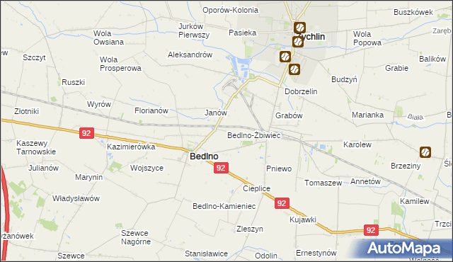 mapa Bedlno-Żbiwiec, Bedlno-Żbiwiec na mapie Targeo