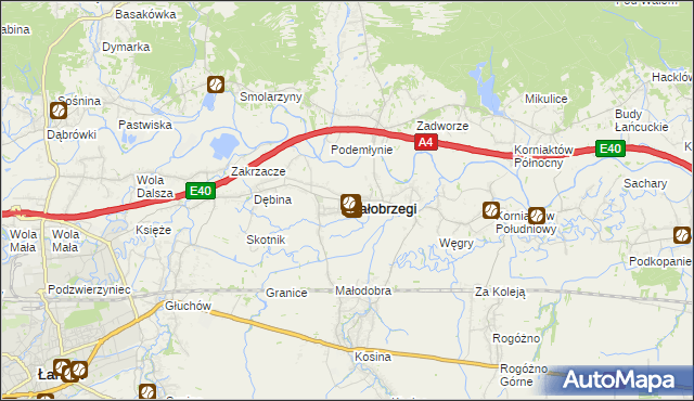 mapa Białobrzegi powiat łańcucki, Białobrzegi powiat łańcucki na mapie Targeo