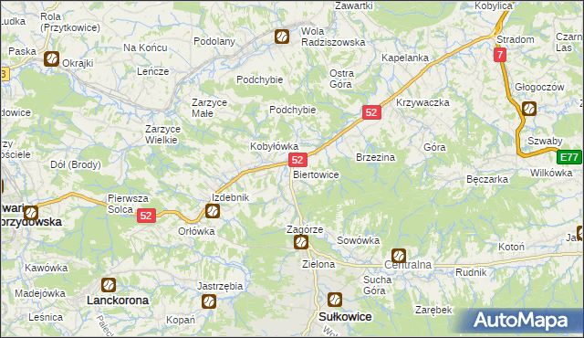 mapa Biertowice, Biertowice na mapie Targeo