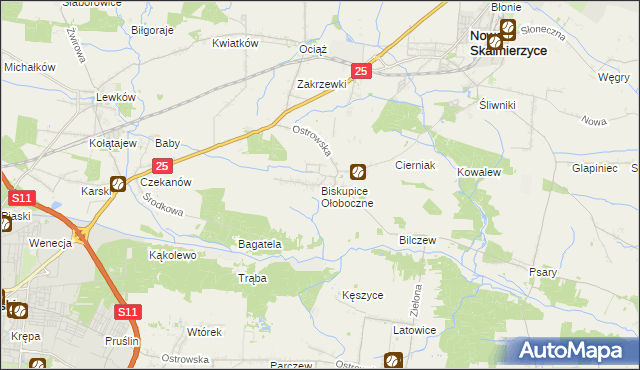 mapa Biskupice Ołoboczne, Biskupice Ołoboczne na mapie Targeo