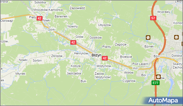 mapa Bliżyn, Bliżyn na mapie Targeo