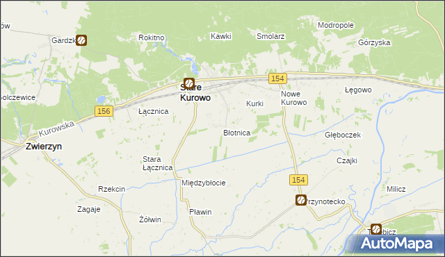 mapa Błotnica gmina Stare Kurowo, Błotnica gmina Stare Kurowo na mapie Targeo