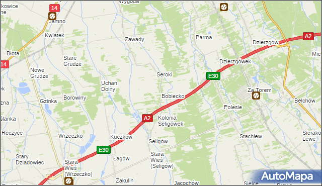 mapa Bobiecko, Bobiecko na mapie Targeo