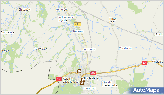 mapa Bodzanów gmina Głuchołazy, Bodzanów gmina Głuchołazy na mapie Targeo