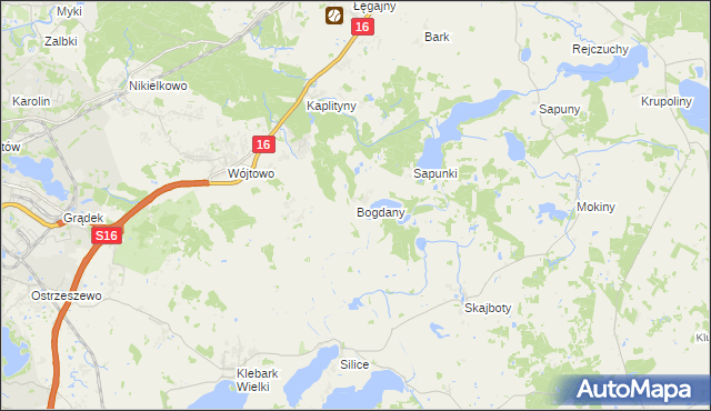 mapa Bogdany gmina Barczewo, Bogdany gmina Barczewo na mapie Targeo