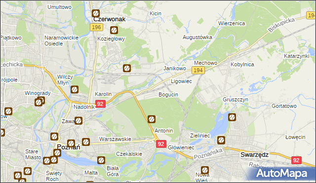 mapa Bogucin gmina Swarzędz, Bogucin gmina Swarzędz na mapie Targeo