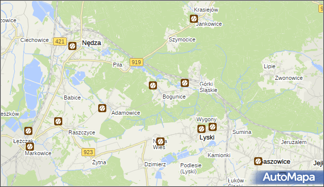 mapa Bogunice, Bogunice na mapie Targeo