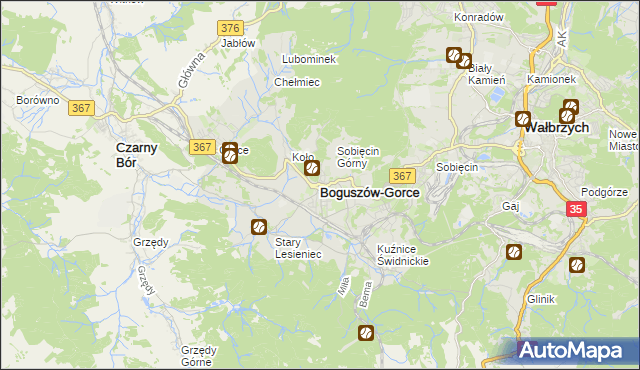 mapa Boguszów-Gorce, Boguszów-Gorce na mapie Targeo