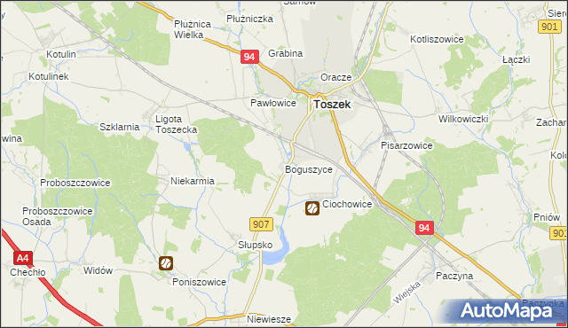 mapa Boguszyce gmina Toszek, Boguszyce gmina Toszek na mapie Targeo