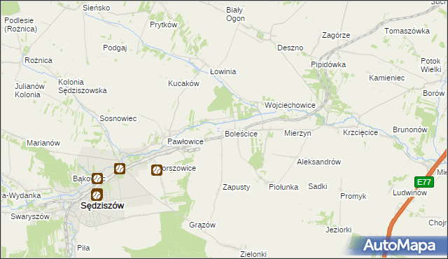 mapa Boleścice, Boleścice na mapie Targeo