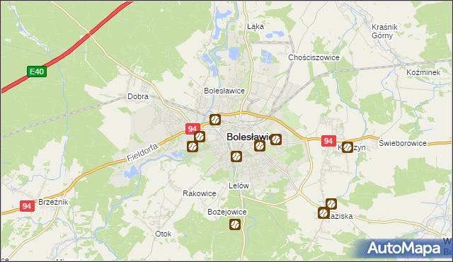 mapa Bolesławca, Bolesławiec na mapie Targeo