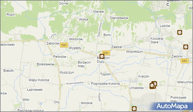 mapa Borzęcin Duży, Borzęcin Duży na mapie Targeo