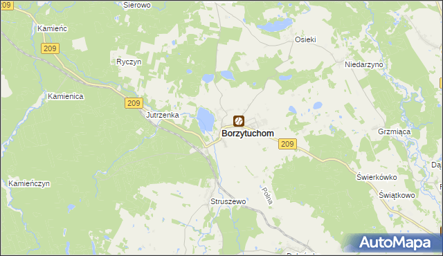 mapa Borzytuchom, Borzytuchom na mapie Targeo