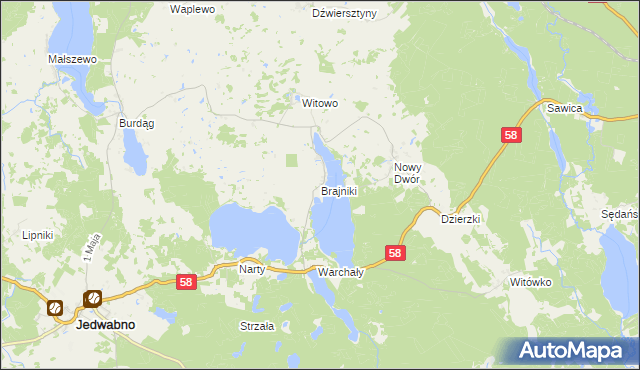 mapa Brajniki, Brajniki na mapie Targeo