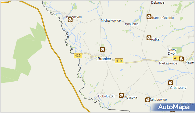 mapa Branice powiat głubczycki, Branice powiat głubczycki na mapie Targeo