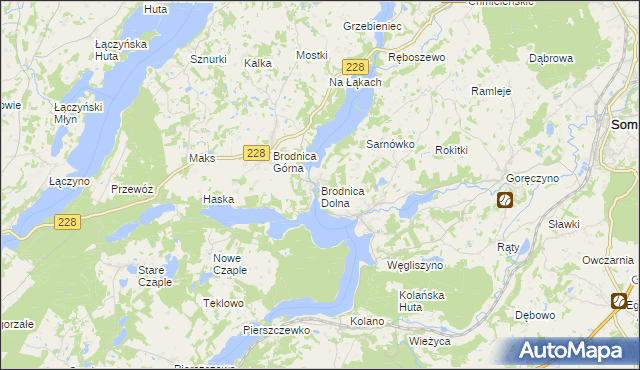 mapa Brodnica Dolna, Brodnica Dolna na mapie Targeo