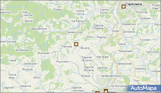 mapa Bruśnik, Bruśnik na mapie Targeo