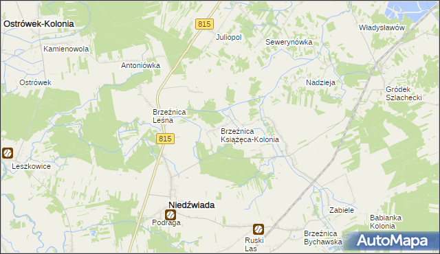 mapa Brzeźnica Książęca-Kolonia, Brzeźnica Książęca-Kolonia na mapie Targeo