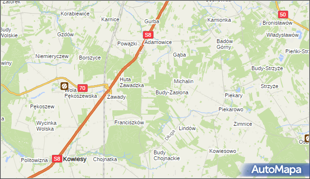 mapa Budy-Zasłona, Budy-Zasłona na mapie Targeo