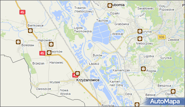 mapa Buków gmina Lubomia, Buków gmina Lubomia na mapie Targeo