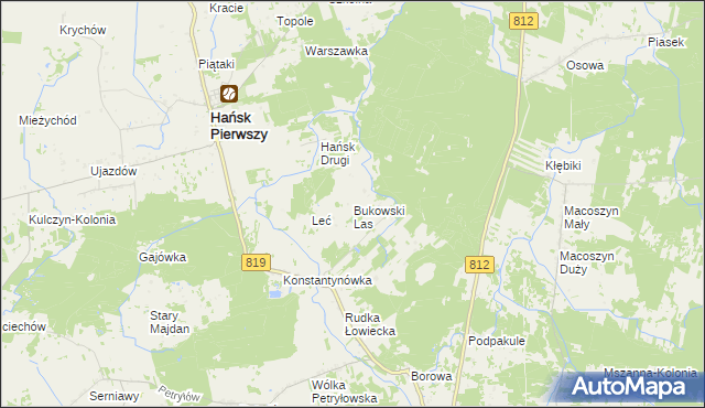 mapa Bukowski Las, Bukowski Las na mapie Targeo