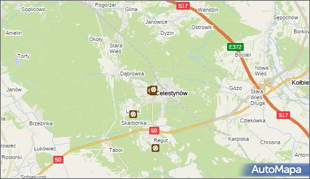 mapa Celestynów powiat otwocki, Celestynów powiat otwocki na mapie Targeo