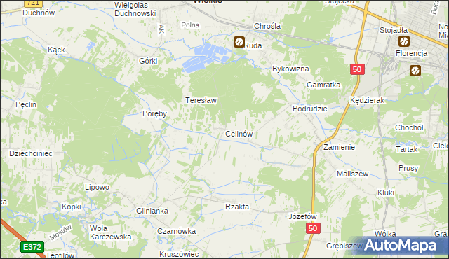 mapa Celinów gmina Dębe Wielkie, Celinów gmina Dębe Wielkie na mapie Targeo