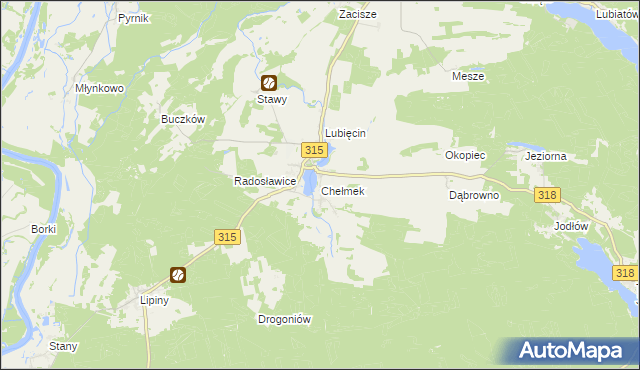 mapa Chełmek gmina Nowa Sól, Chełmek gmina Nowa Sól na mapie Targeo