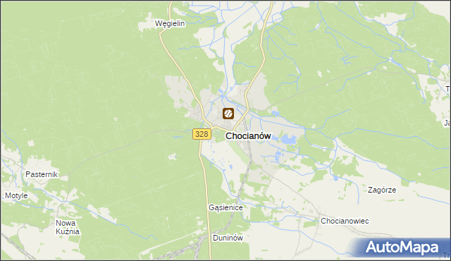 mapa Chocianów, Chocianów na mapie Targeo