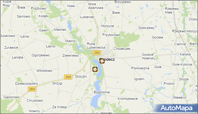 mapa Chodecz powiat włocławski, Chodecz powiat włocławski na mapie Targeo