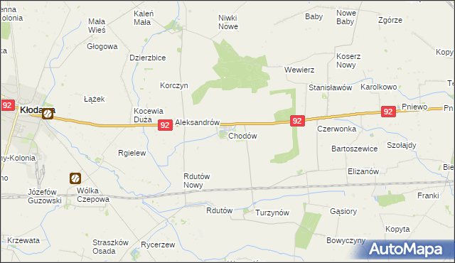 mapa Chodów powiat kolski, Chodów powiat kolski na mapie Targeo