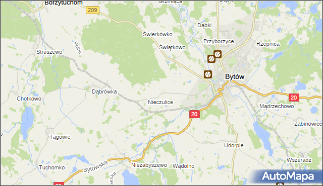 mapa Chomice gmina Bytów, Chomice gmina Bytów na mapie Targeo