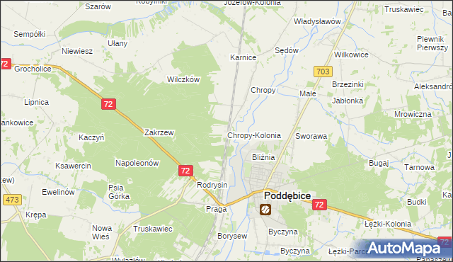 mapa Chropy-Kolonia, Chropy-Kolonia na mapie Targeo