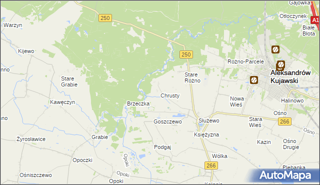 mapa Chrusty gmina Aleksandrów Kujawski, Chrusty gmina Aleksandrów Kujawski na mapie Targeo