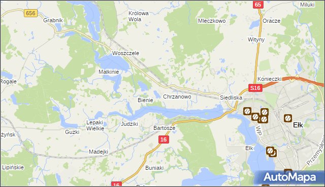 mapa Chrzanowo gmina Ełk, Chrzanowo gmina Ełk na mapie Targeo