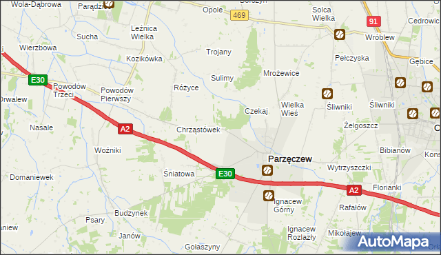 mapa Chrząstów Wielki, Chrząstów Wielki na mapie Targeo